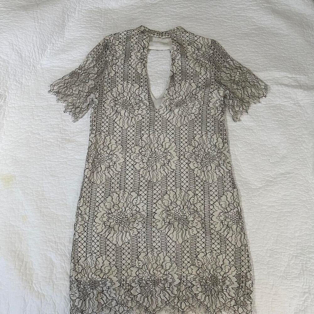 SOCIALITE ivory black floral lace mini dress